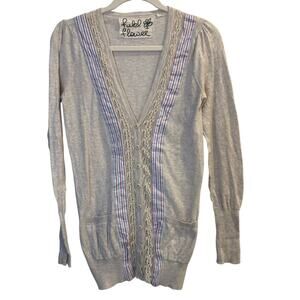 Field Flower Anthropologie Size Small Striped Borders Boyfriend Cardigan Sweater